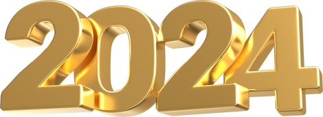 New Year Number 2024 Gold 3D